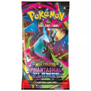 Pokemon Mega Evolution Phantasmal Flames Booster - Blue, Purple, Pink, Green